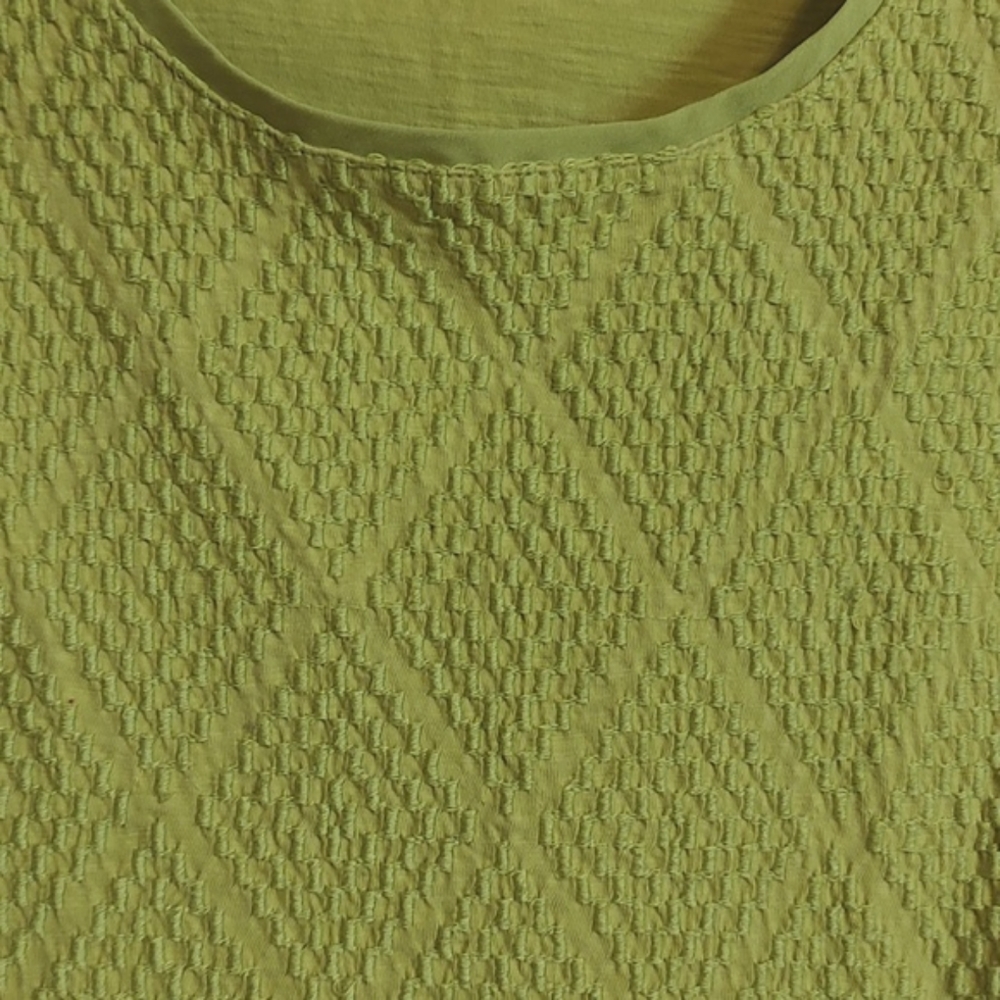 Coldwater Creek Embellished Tank Top Lime Green Woven Detail 100% Cotton Size S - Picture 3 of 7